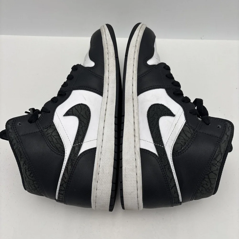 Nike Air Jordan 1 Mid Black White Men's‎ Size 8 FB9911-001 Pre-Owned Clean